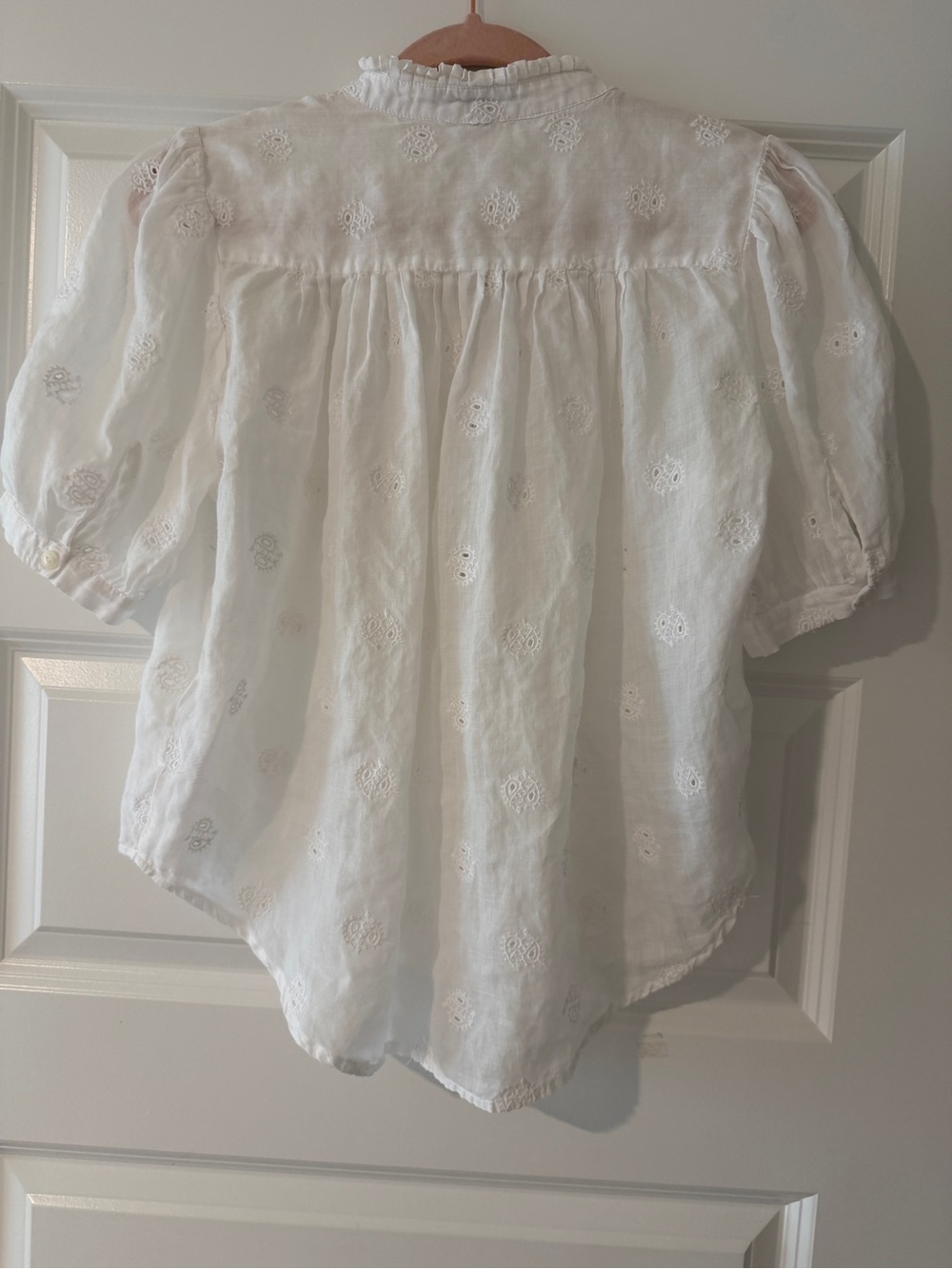 rag & bone White Eyelet Ruffle-Neck Blouse - Picture 3 of 4
